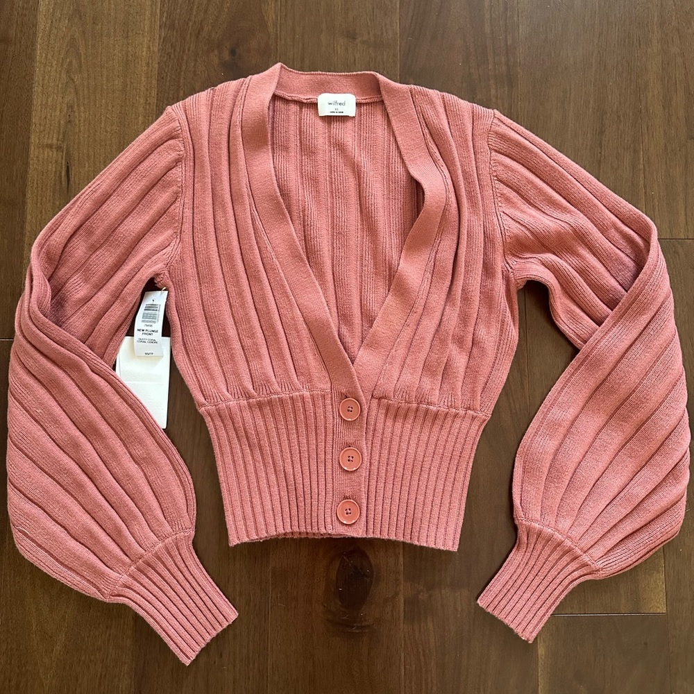 Aritzia Pink Plunge Front Cardigan - Picture 4 of 6